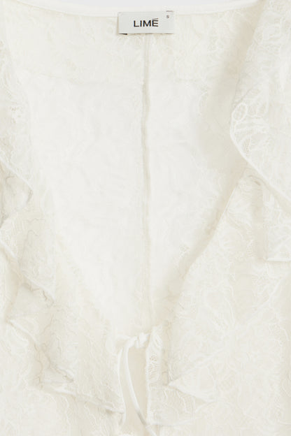 FRILL-TRIMMED LACE BLOUSE
