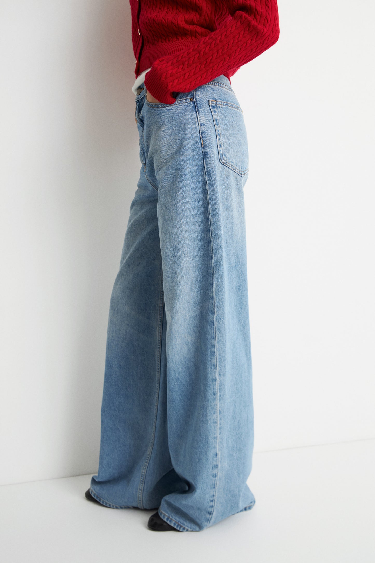 COTTON-VISCOSE WIDE LEG JEANS