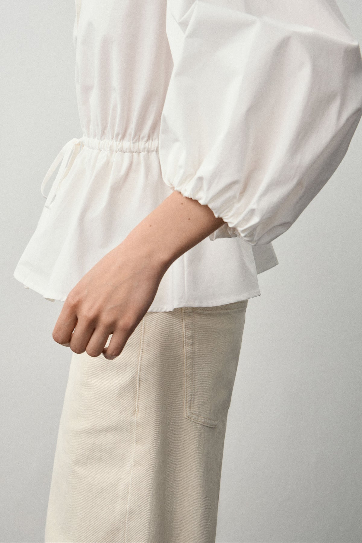 DRAPED COTTON BLOUSE