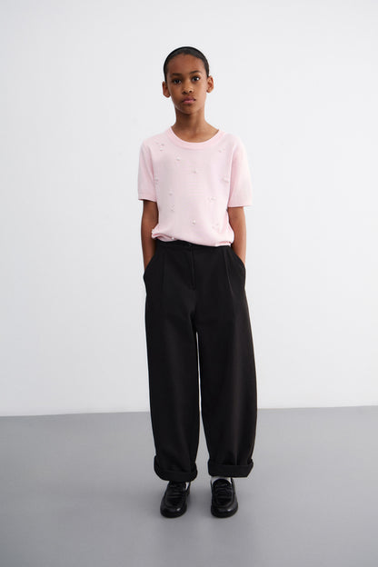 BEADED VISCOSE-KNIT JUMPER
