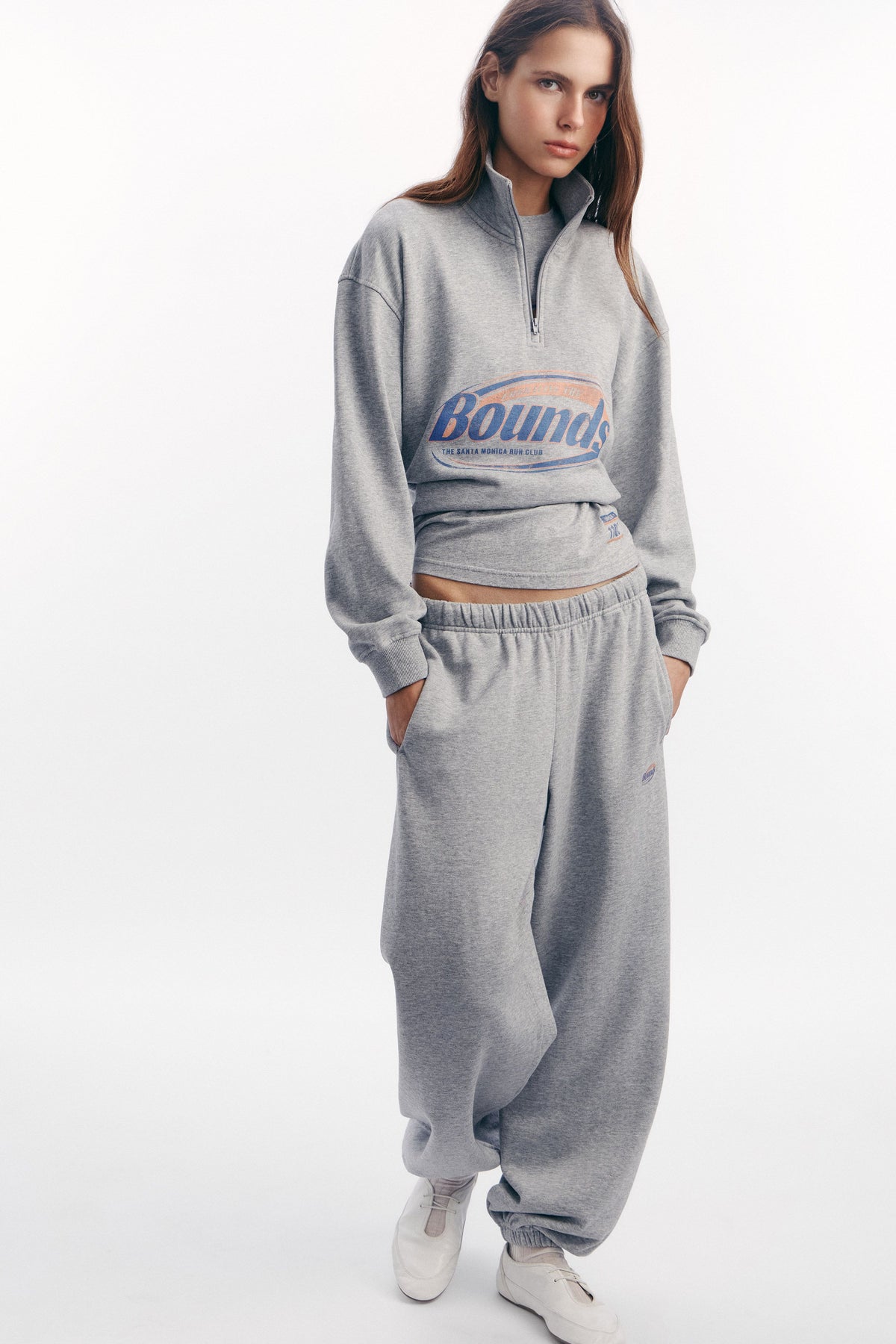 PRINT-DETAIL ZIP-TOP SWEATSHIRT